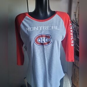 NHL Montreal Canadians Cropped Raglan Sleeve Top L
